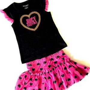 Juicy Couture Black and Red Top and Tutu Skirt set